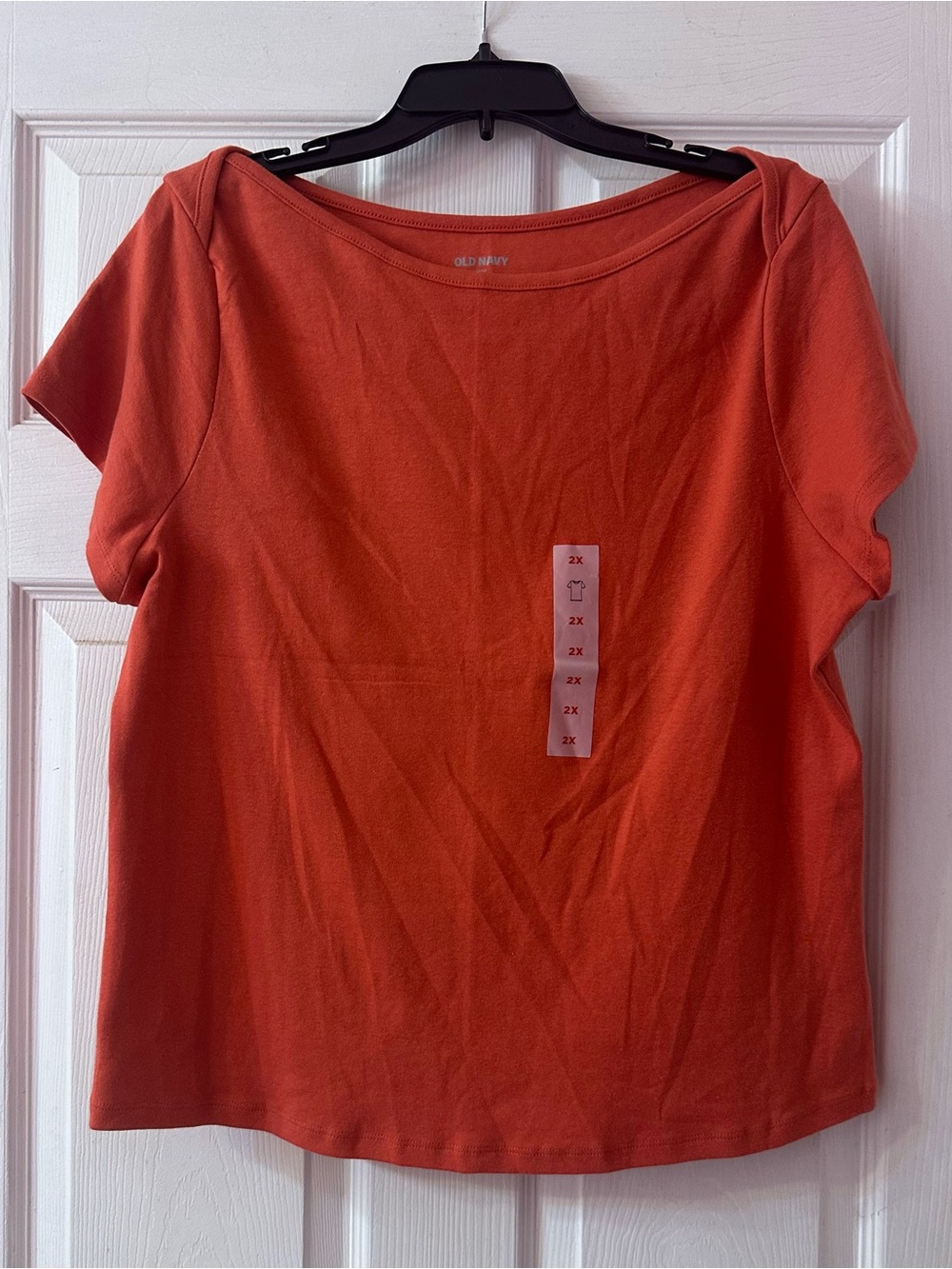 Old Navy Women’s 2X Orange Snug Boat Neck Short Sleeve T-Shirt NWT